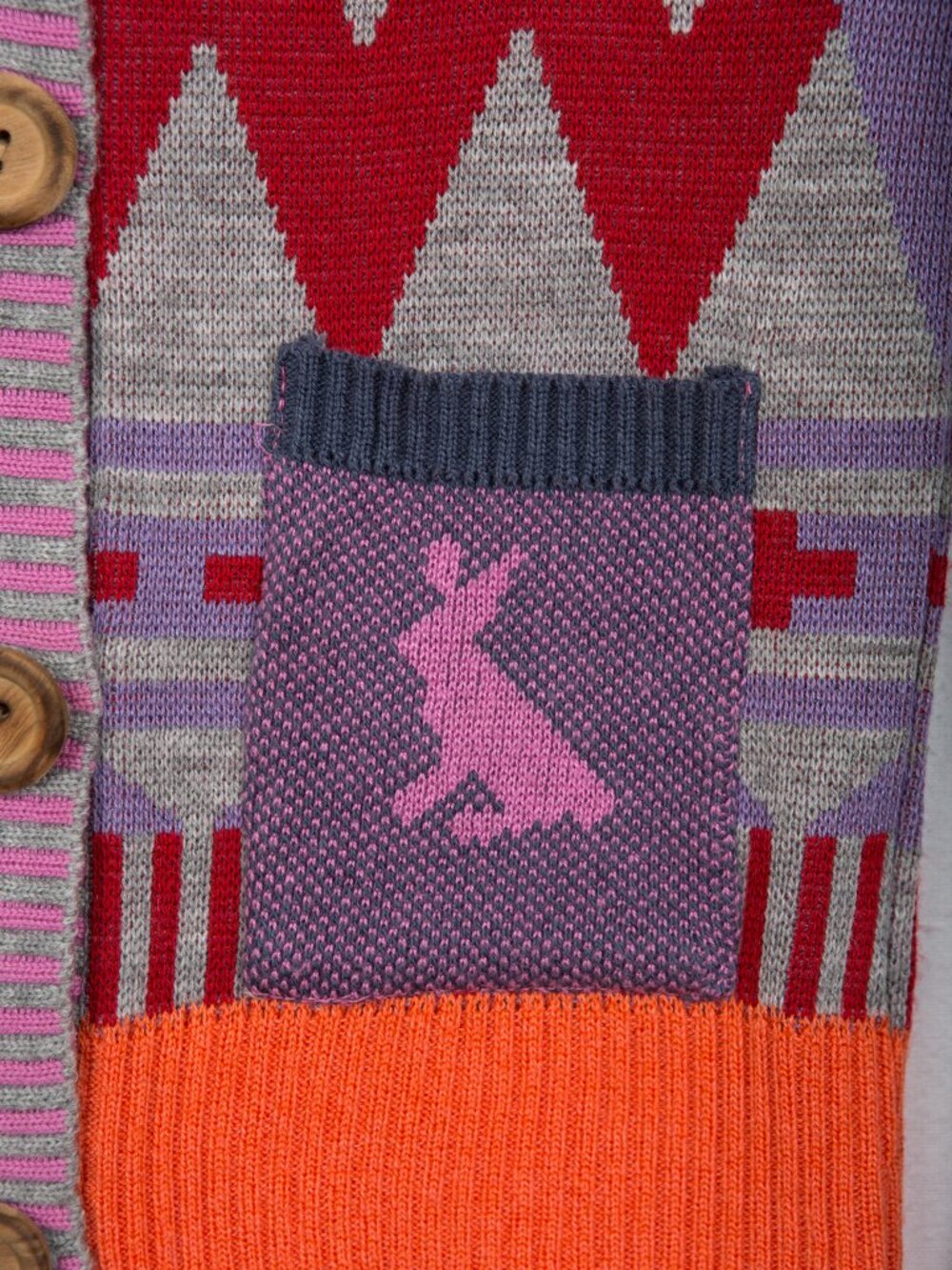 SHiliconfETTi° Quirky Graphic Knit Cardigan Cute Pink Bunny Pockets Size XS - Picture 8 of 13